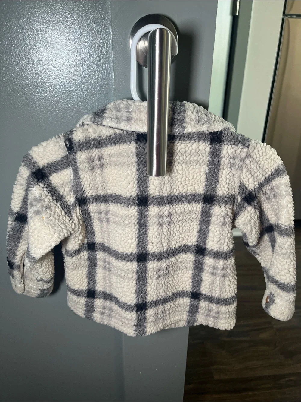 Carter's Cream & Gray Sherpa Plaid Button Jacket